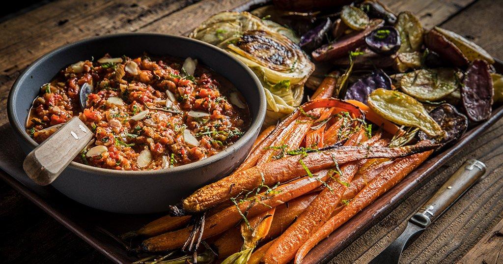 Grilled Baby Carrots and Fennel with Romesco Recipe Traeger Grills